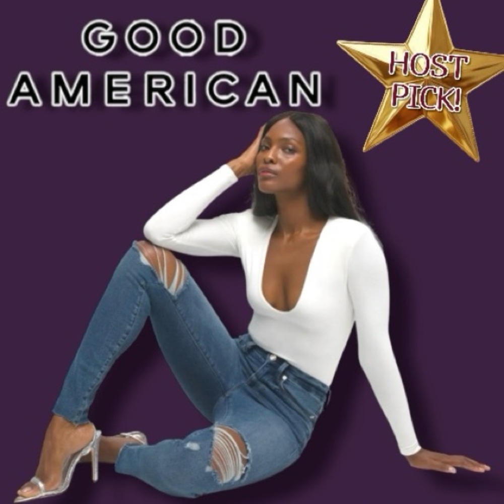 💥HP💥NWT Good American Distressed Knee Good Waist Crop Jeans. 👖 SIZE 0/25